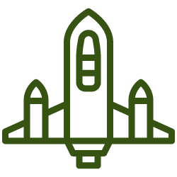 An icon representing aeronautical and astronautical engineering