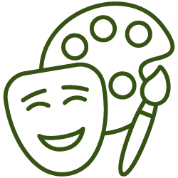 An icon representing the arts